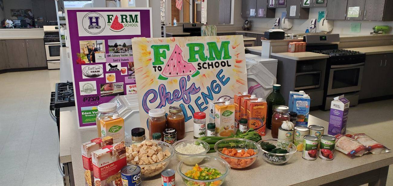 An assortment of soup ingredients from junior chef challenge. 